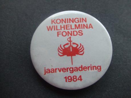 KWF Koningin Wilhelmina Fonds jaarvergadering in hotel Krasnapolsky Amsterdam op 11 juni 1984.